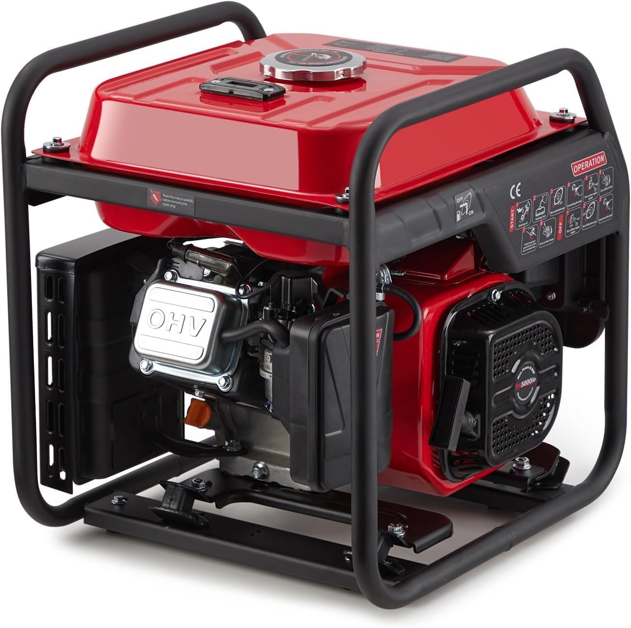 GARVEE Generatore 4000 W Generatore a benzina Silenzioso Presa USB Impermeabile Portatile per Campeggio all'aperto RV Emergenza Nero