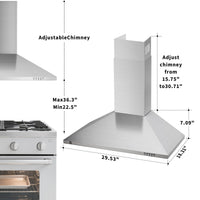 Cappa aspirante Garvee da 76.2 cm con filtro in alluminio per cucina, 250 CFM, touch e telecomando, silenziosa, convertibile, argento