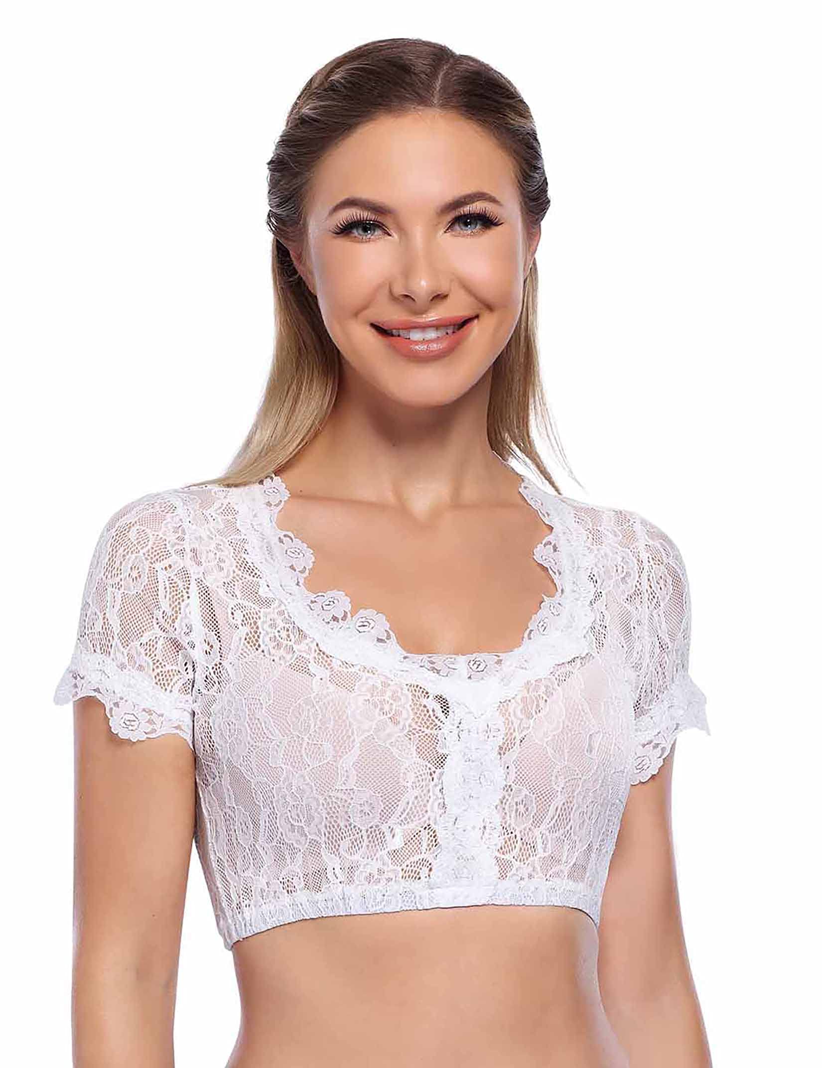 Garvee Chemisier Dirndl per donna in pizzo bianco tradizionale per l'Oktoberfest