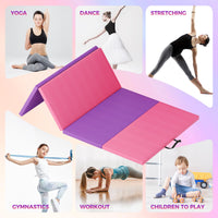 Tappetino da ginnastica pieghevole Garvee da 2'' in schiuma EPE antiscivolo, rivestimento in pelle PU, portatile, per yoga e arti marziali, multicolore