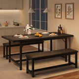 Tavolo da pranzo estensibile Garvee per 4-6 persone, 160 cm in legno, nero retrò, salvaspazio, stabile, facile da montare - nero