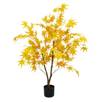 Garvee 4 piedi albero di acero artificiale decorazione autunnale con vaso di plastica per soggiorno e festa 120-180 cm giallo