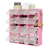 Garvee Scaffale Porta Scarpe 8 Ripiani, Organizer Scarpe 48 Paia, Metallo e Plastica PP, Facile Montaggio, Resistente, Ventilato, Ingresso e Camera, Nero - Pink