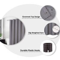 Garvee Hotel Luxus Leinenähnlicher Duschvorhang 240GSM Schweres Gewebe Wasserdicht Mit Haken Grau 150x200cm Für Badezimmer
