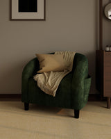 Garvee Poltrona Accent Club in Velluto Verde Retrò con Schienale a U, Braccioli Curvi, Seduta Imbottita per Soggiorno e Studio - Retro Green