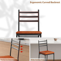 Set di 2 sgabelli da bar Garvee, in metallo, rivestiti in similpelle, marrone, per cucina e bar, ergonomici