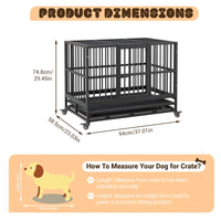 Garvee Heavy Duty Dog Crate 37 pollici con doppia porta, ruote girevoli a 360°, metallo, pieghevole, per cani di piccola e grande taglia, per interni