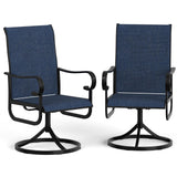 Garvee Set 2 Sedie Girevoli 360° da Esterno, Poltrone Dondolo Ergonomiche in Tessuto Textilene Blu Navy per Giardino e Piscina - Blue