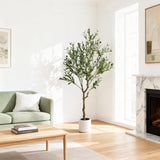 Albero di ulivo artificiale Garvee da 150 cm, vaso bianco, decorazione per interni, soggiorno, ufficio e giardino - Come mostrato