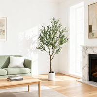 Albero di ulivo artificiale Garvee da 150 cm, vaso bianco, decorazione per interni, soggiorno, ufficio e giardino
