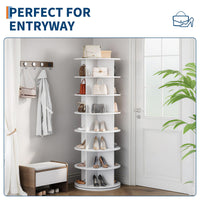 Torre portascarpe girevole a 7 ripiani Garvee, girevole a 360°, MDF da 12 mm, per soggiorno e corridoio, salvaspazio, versatile, indipendente