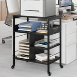Tavolo porta stampante mobile Garvee di grandi dimensioni con prese di corrente e USB, carrello a 4 ripiani, struttura in metallo, pannello in MDF, ruote con bloccaggio per ufficio e soggiorno, 60,14 cm L*40,06 cm W*80,92 cm H, nero - verde