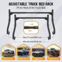 Portascale per camion Garvee regolabile e resistente in acciaio, capacità 800 libbre, espandibile senza forare, nero, per pick-up, trasporto all'aperto