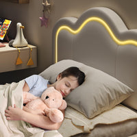 Letto matrimoniale imbottito in velluto Garvee con LED intelligente, testiera regolabile, doghe in legno, gambe in metallo, camera da letto, 10-12 pollici, multicolore