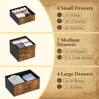 Garvee Commode en Tissu con 15 cassetti, struttura in metallo, robusto e durevole, 100x30x123 cm, camera da letto e soggiorno, grigio