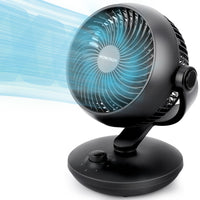 Ventilatore da tavolo Garvee silenzioso 24 dB con oscillazione 3D, circolazione dell'aria turbo, 3 velocità, nero, compatto, per ufficio e camera da letto