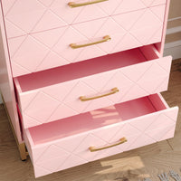 Cassettiera per camera da letto Garvee con 4 cassetti, maniglie in metallo, rosa, legno, viola in metallo robuste, salvaspazio, per soggiorno e ufficio