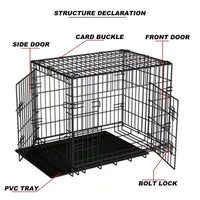 Garvee Trasportino per cani da 48 pollici con cassetto, pieghevole, tubo in acciaio, doppia porta, portatile per piccoli animali domestici, viaggi e casa, 48"x30"x32", nero