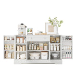 Garvee Buffet 55" Con Ripiani Regolabili, Cassetto E Armadietti, Mobile Da Cucina E Soggiorno, Legno Ingegnerizzato, Bianco, Design Moderno