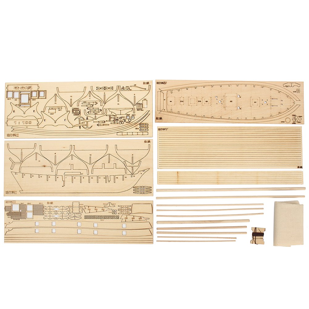 Kit di barca a vela in legno Garvee 1:100, modello fai da te, robusto e sicuro, materiale in legno per decorazioni per la casa per bambini, L400 mm x H300 mm, colori naturali