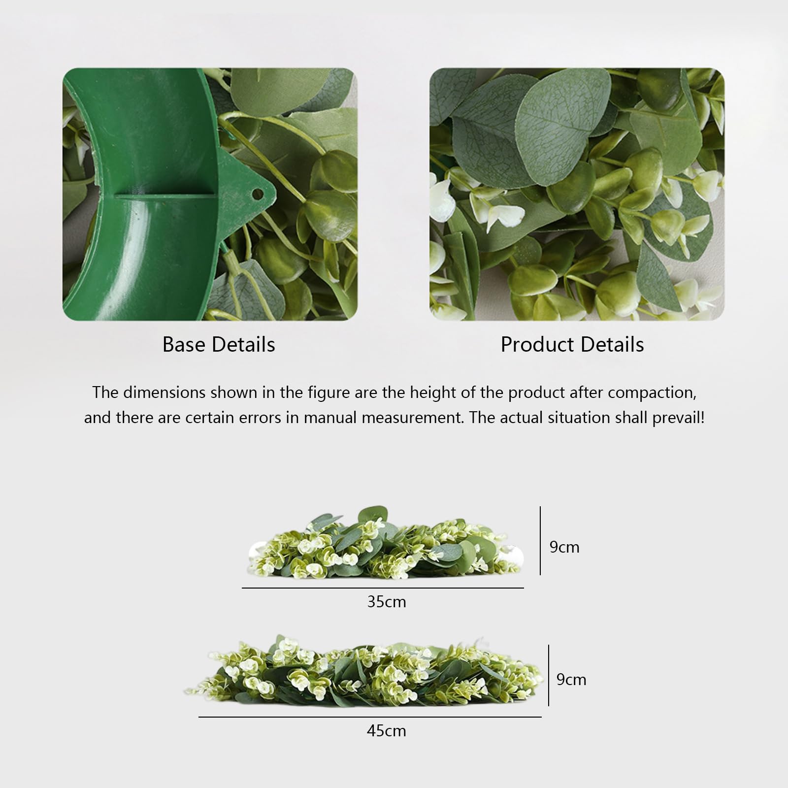 Garvee Corona Di Foglie Di Eucalipto Artificiale 35 Cm Verde Resistente Facile Da Pulire Per Porta D'ingresso Parete Veranda