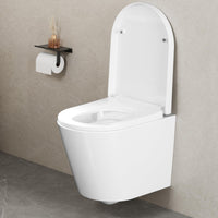 Garvee WC Sitz D-Form Toilettendeckel Mit Absenkautomatik, Schnellverschluss & Verstellbare Scharniere Für Badezimmer, 464x359 mm, Weiß