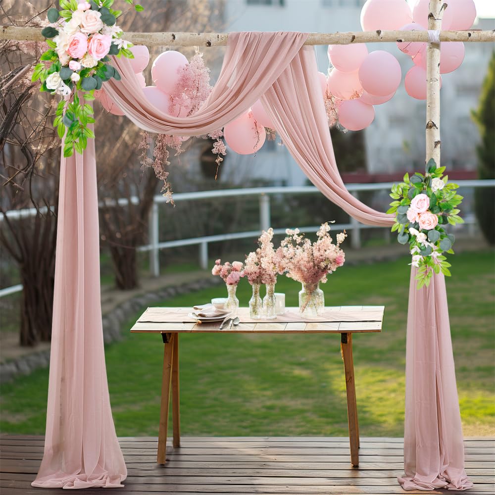 GARVEE 2x18FT Tessuto drappeggiante per arco nuziale trasparente per fotografia all'aperto, 70x550cm, bianco