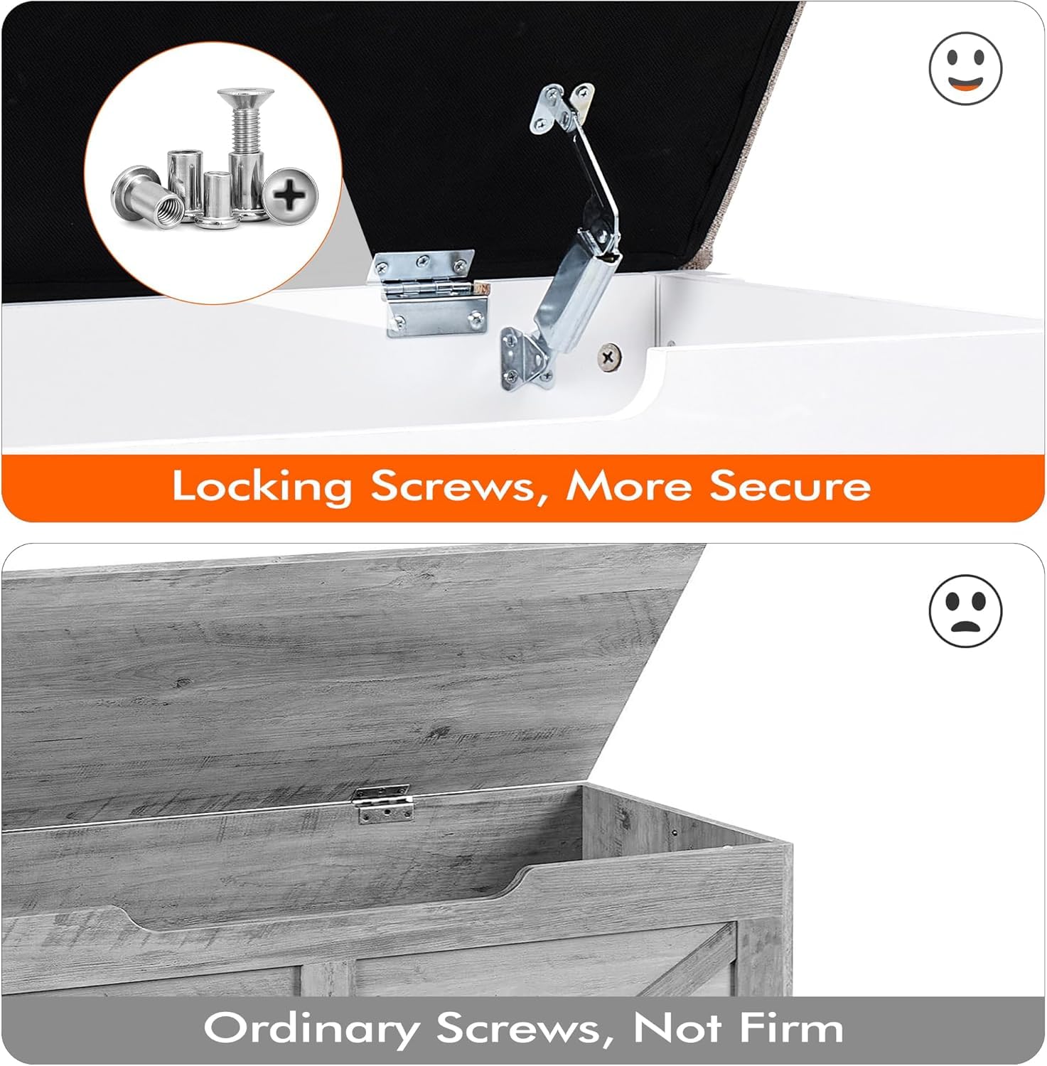 Panca contenitore Garvee da 39,4" con cuscino, cerniere di sicurezza, cassapanche, truciolato, bianco, per corridoio e soggiorno