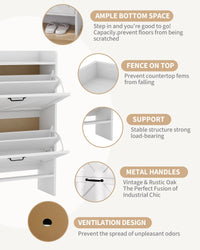 Garvee Scarpiera con 2 cassetti pieghevoli, scarpiera rustica per corridoio e ingresso, bianca, salvaspazio