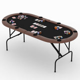 Garvee Tavolo Poker Pieghevole 180 cm per 8 Giocatori, Texas Holdem, Bordo Imbottito, Portabicchieri Profondi, Acciaio Rinforzato, Pelle PU, Casa e Feste