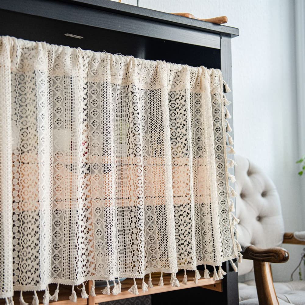 Garvee, grembiuli da cucina corti, tende oscuranti in lino cavo, stile boho, mezza tenda, lavanderia, bagno, mobiletto per vino, 150x45 cm