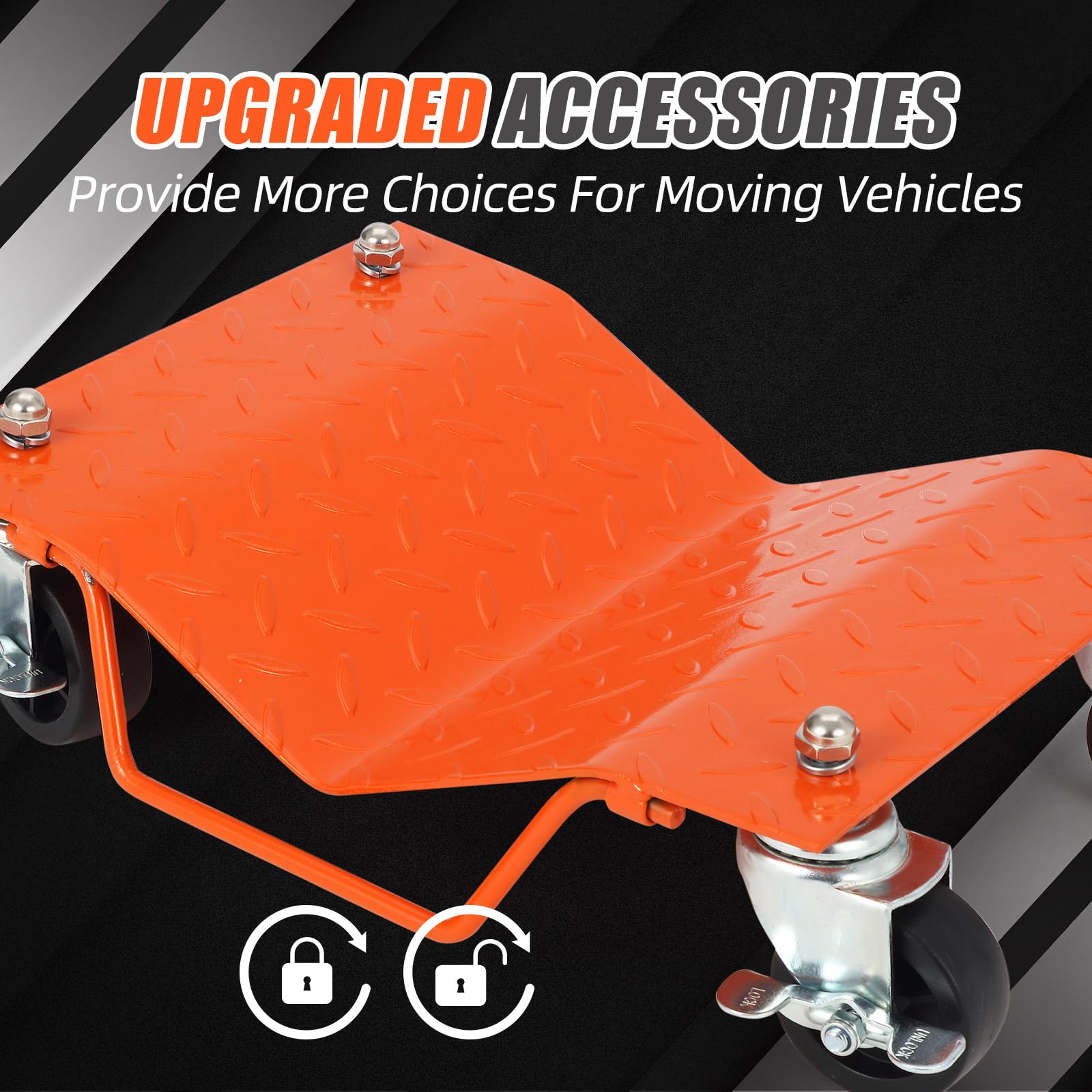 Garvee Auto Dolly Set 4 Pezzi per Festa del Papà | Capacità 6000 libbre, Acciaio al Carbonio con Blocco Sicurezza, Ruote Girevoli 3", Nero per Officina Garage