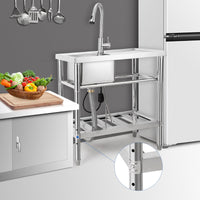Lavello multiuso in acciaio inox Garvee 30x16x30 pollici con rubinetto girevole a 360° per cucina e garage, antiruggine, multifunzionale