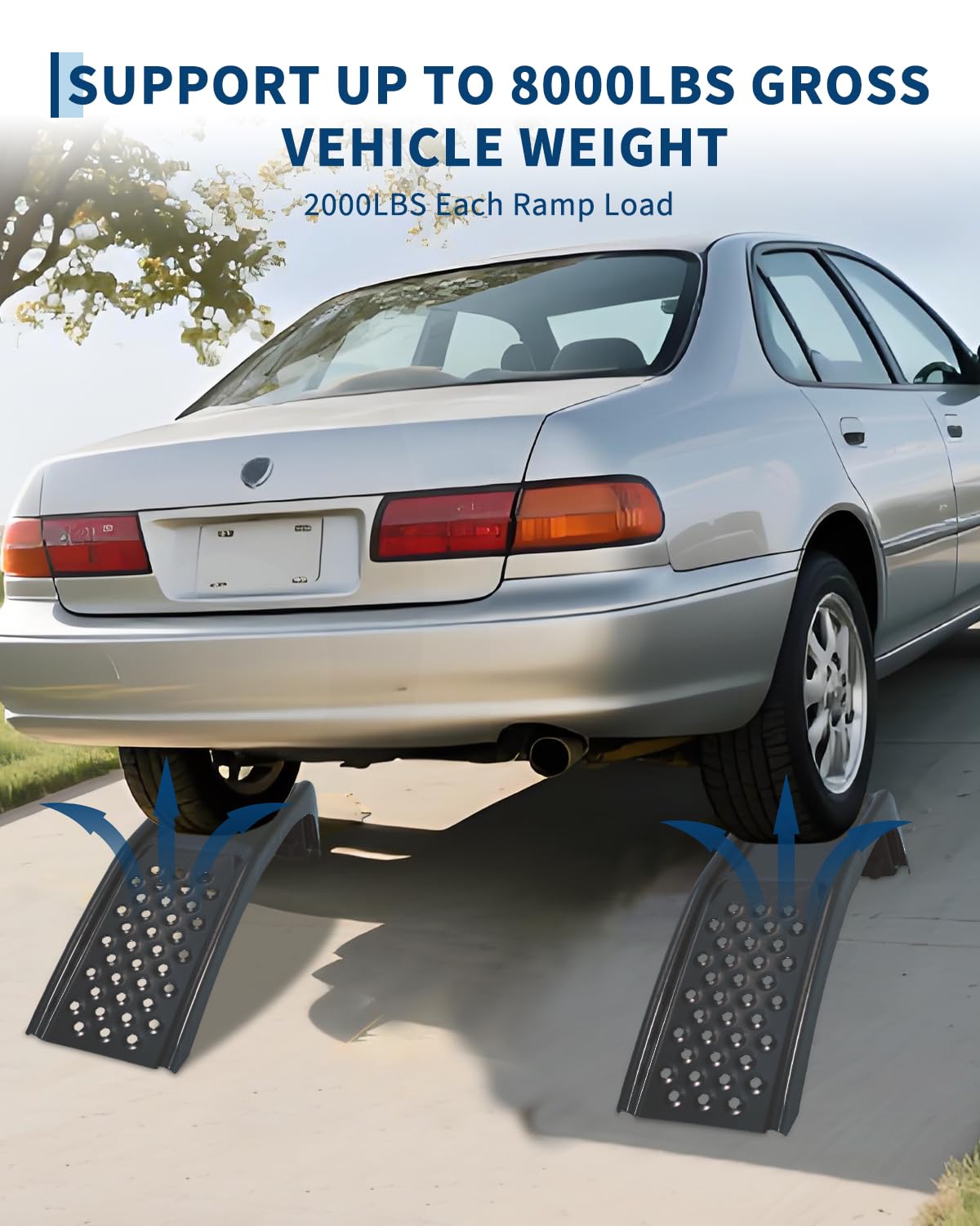 Ponti sollevatori per auto Garvee Heavy Duty, capacità 8000 libbre, 2 pezzi, acciaio, antiscivolo, altezza di sollevamento 8 pollici, nero, officina e garage