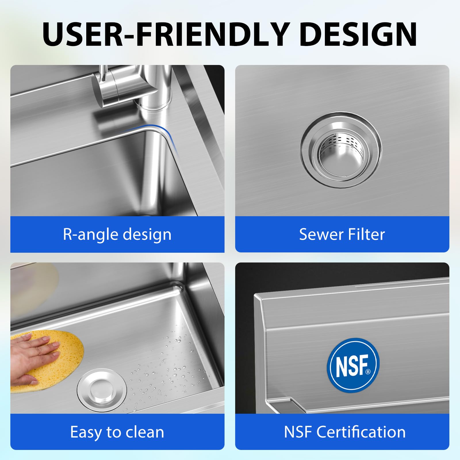 Lavello Garvee in acciaio inox a una vasca 61 x 51 x 104 cm – Vasca robusta per cucina e giardino, versatile e durevole