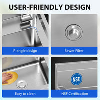 Lavello Garvee in acciaio inox a una vasca 61 x 51 x 104 cm – Vasca robusta per cucina e giardino, versatile e durevole