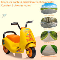 Moto elettrica per bambini Garvee 6V gialla con musica e 3 ruote per una guida sicura a partire dai 3 anni, sia in casa che all'aperto.