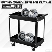 Carrello portautensili in metallo Garvee a 2 ripiani in acciaio: robusto carrello da officina per garage, industria e artigianato con due livelli e elevata capacità di carico.