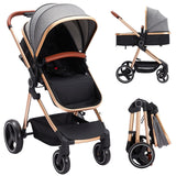 Passeggino combinato 2 in 1 Garvee con sistema da viaggio per neonati, telaio in alluminio, cintura di sicurezza a 5 punti