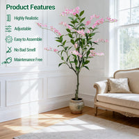Albero di gelsomino artificiale Garvee grande con vaso bianco per casa, soggiorno, camera da letto, ufficio, giardino, rosa