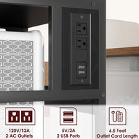 Supporto per stampante mobile Garvee di grandi dimensioni con 2 porte CA e 2 porte USB, regolabile su 3 livelli, metallo e MDF, 4 ruote con freni, impermeabile, per ufficio e casa, 20,46" x 15,76" x 31,46"