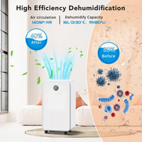 Deumidificatore elettrico GARVEE da 16 litri, display digitale, modalità intelligente, tubo di scarico, funzione di asciugatura del bucato, timer 24 ore - contro umidità e muffa, deumidificatore extra silenzioso per casa, bagno e cantina