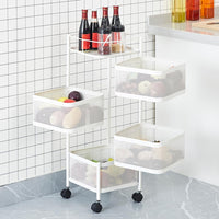 Carrello da cucina con ruote in metallo bianco a 4 ripiani Garvee, 78x28x28 cm, per soluzioni di stoccaggio ampliate in cucina, cantina e officina, facile da manovrare