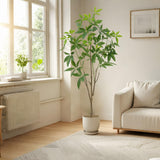 Albero dei soldi artificiale Garvee, pianta da interno, 6 piedi, materiale in PVC, foglie regolabili, decorazione per ufficio e soggiorno, verde - Come mostrato
