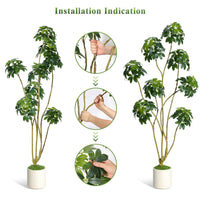 Garvee, albero artificiale alto 6 piedi, multi-stelo, vaso in PE bianco, per la decorazione di casa e ufficio, 70x27,5 pollici
