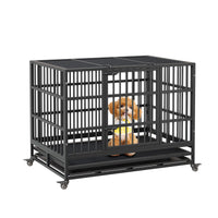 Garvee Heavy Duty Dog Crate da 42,5 pollici con doppie porte, ruote girevoli a 360°, metallo, vassoio rimovibile, pieghevole, per cani di piccola e grande taglia, per interni