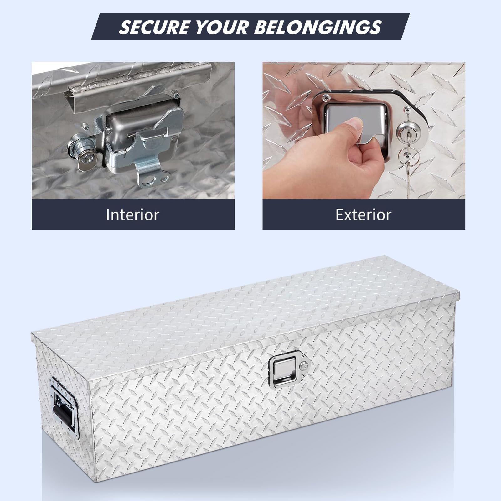 Cassetta portautensili in alluminio Garvee per camion con 2 scatole metalliche, robusta, con serratura, resistente alle intemperie, 36"x15"x14", argento, per pick-up, rimorchi, camper