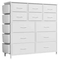 Cassettiera in tessuto Garvee bianca a 12 cassetti con tasche laterali per camera da letto e soggiorno, robusta, leggera, versatile
