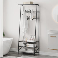 Appendiabiti e scarpiera Garvee 4 in 1 con struttura in metallo e aspetto legno – Organizzatore per corridoio, ingresso e soggiorno