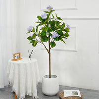 Albero di ortensia artificiale Garvee da 4 piedi/5 piedi con vaso moderno per l'arredamento del soggiorno e dell'ufficio, facile da pulire, robusto, realistico, verde